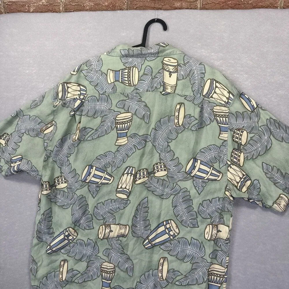 Tommy Bahama‎ Men's Large 100% Silk Short Sleeve Button Up Hawaiian Bongo Shirt